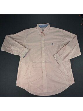 Brooks Brothers 346 Pink/ White Striped Cotton Dress Shirt Mens L Blue Undercuff